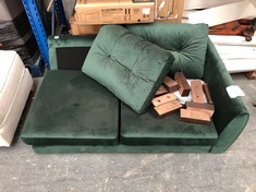 FINCHLEY 2 SEATER SOFA PART IN GREEN VELVET (PART ONLY) (COLLECTION OR OPTIONAL DELIVERY)