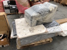 PALLET OF ASSORTED ITEMS TO INCLUDE HEADBOARD IN LIGHT GREY APPROX 150X60CM (COLLECTION OR OPTIONAL DELIVERY) (KERBSIDE PALLET DELIVERY)