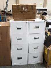 4 X ASSORTED FURNITURE TO INCLUDE 2 X 4 DRAWER FILING OFFICE CABINET IN LIGHT GREY (COLLECTION OR OPTIONAL DELIVERY) (KERBSIDE PALLET DELIVERY)