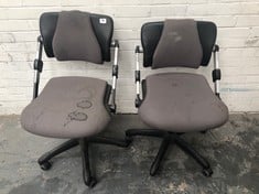2 X HAG H03 OFFICE CHAIR IN GREY/BLACK - TOTAL LOT RRP £1218 (DAMAGED / INCOMPLETE) (COLLECTION OR OPTIONAL DELIVERY)