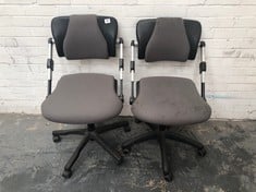 2 X HAG H03 OFFICE CHAIR IN GREY/BLACK - TOTAL LOT RRP £1218 (DAMAGED / INCOMPLETE) (COLLECTION OR OPTIONAL DELIVERY)