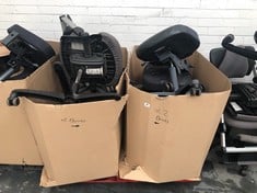 2 X BOXES OF OFFICE CHAIRS TO INCLUDE HAG H03 OFFICE CHAIR IN GREY/BLACK (DAMAGED / INCOMPLETE) (COLLECTION OR OPTIONAL DELIVERY) (KERBSIDE PALLET DELIVERY)