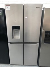 WHIRLPOOL AMERICAN STYLE 4 DOOR FRIDGE FREEZER WITH WATER DISPENSER IN STAINLESS STEEL - MODEL NO WQ9IMO1LUK - RRP £1440 (COLLECTION OR OPTIONAL DELIVERY)