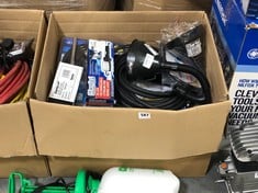BOX OF ASSORTED ITEMS TO INCLUDE CLARKE 36 LED RECHARGABLE LITHIUM-ION WORK LIGHT (COLLECTION OR OPTIONAL DELIVERY)