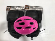 PROTECTIVE PAD SET TO INCLUDE GIRLS BIKE HELMET IN PINK SIZE SMALL (COLLECTION OR OPTIONAL DELIVERY)