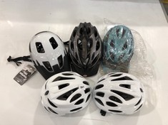4 X ASSORTED HELMETS TO INCLUDE LAZER CHIRU MX CYCLING HELMET IN WHITE SIZE MEDIUM (COLLECTION OR OPTIONAL DELIVERY)
