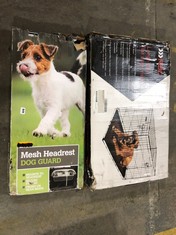 MESH HEADREST DOG GUARD (MISSING PARTS) TO INCLUDE RAC LARGE FOLD FLAT DOG CRATE (COLLECTION OR OPTIONAL DELIVERY)