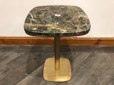 SEBASTIEN CENTRAL CAST METAL ANTIQUE BRASS FINISH SIDE TABLE WITH JURASSIC GREEN MARBLE TOP RRP- £595