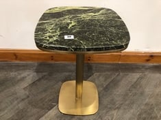 SEBASTIEN CENTRAL CAST METAL ANTIQUE BRASS FINISH SIDE TABLE WITH JURASSIC GREEN MARBLE TOP RRP- £595