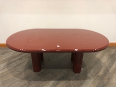 GEONA HIGH GLOSS LAQUERED DINING TABLE, DURABLE DESIGN & BULL-NOSE EDGE DETAIL, SEATS FOUR TO SIX PEOPLE IN BORDEAUX RRP- £3,295