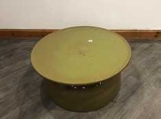 RINA GLAZED CAST CONCRETE DOMED BASE COFFEE TABLE WITH A ROUND TOP IN OLIVE RRP- £550