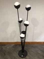 SEED RAW BLACKENED BRASS FRAME FLOOR LAMP WITH HONED ITALIAM MARBLE BASE & GLASS SHADES (ONE MISSING) RRP- £1,395