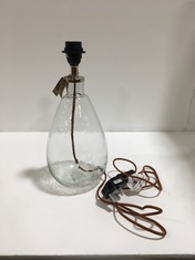 BABA GLASS LAMP - CLEAR GLASS - SMALL TALL 39 X 18CM (DIA) (BL5501) - RRP £110 (COLLECTION OR OPTIONAL DELIVERY)