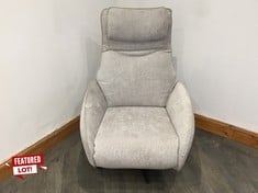 POWER RECLINER SWIVEL ARMCHAIR IN LIGHT GREY FABRIC (COLLECTION OR OPTIONAL DELIVERY)