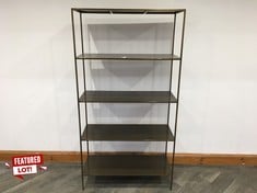 5-TIER SHELVING UNIT ON BRASS APPROX 90X170CM (COLLECTION OR OPTIONAL DELIVERY)