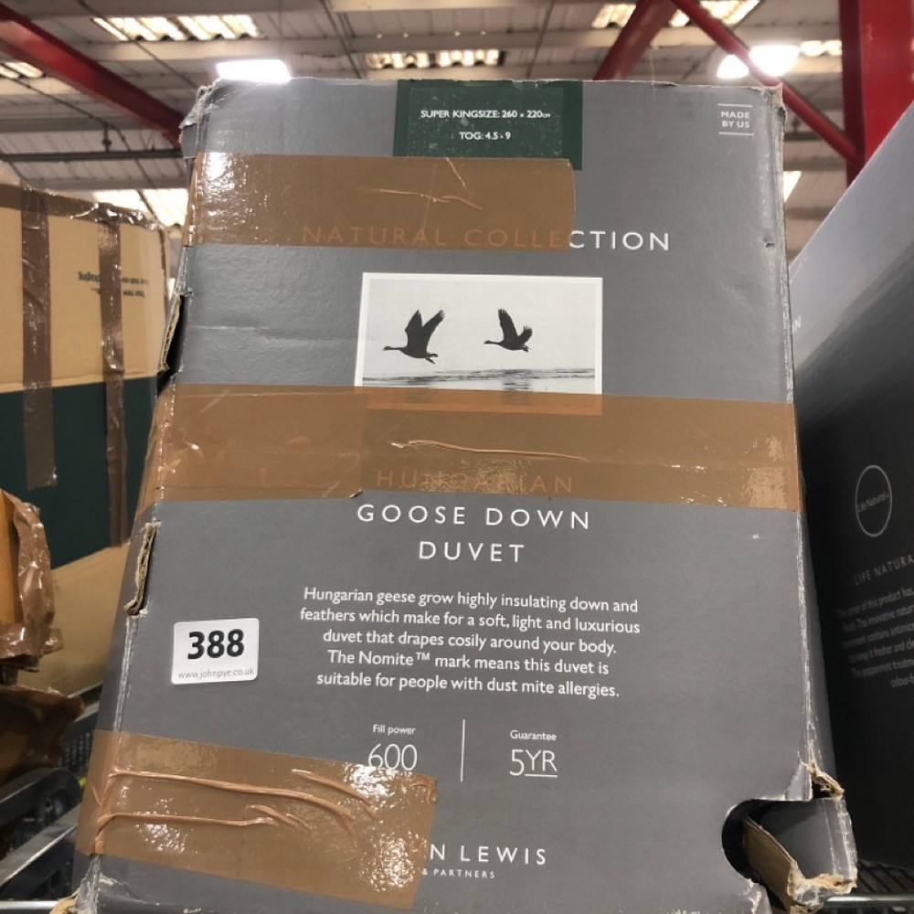 John Pye Auctions JOHN LEWIS HUNGARIAN GOOSE DOWN DUVET SUPER KING
