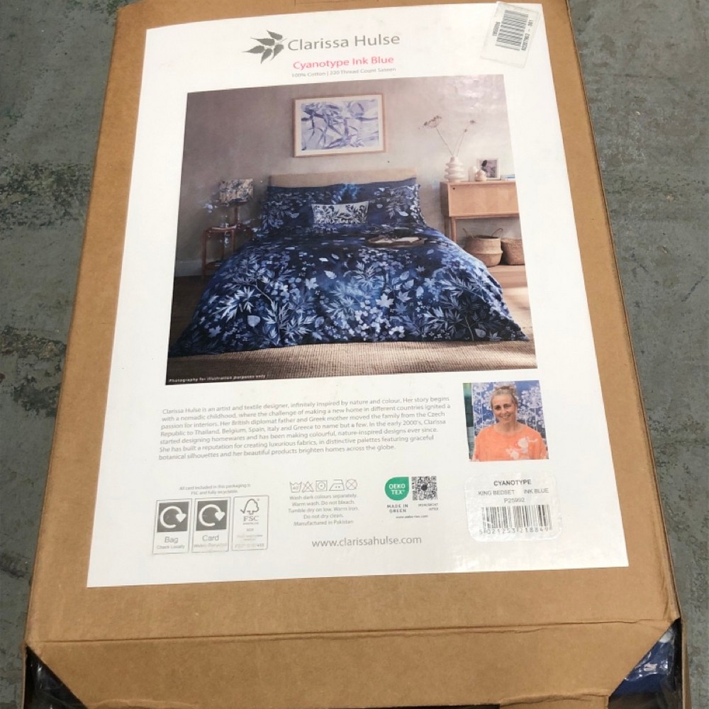 John Pye Auctions CLARISSA HULSE CYNAOTYPE INK BLUE KING DUVET COVER