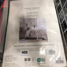 LAURA ASHLEY JOSETTE STEEL SUPER KING DUVET COVER SET - STEEL TO INCLUDE LAURA ASHLEY JOSETTE STEEL ONE PAIR OF CURTAINS - STEEL (DELIVERY ONLY)