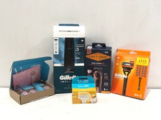 BOX OF ASSORTED ITEMS TO INCLUDE GILLETTE INTIMATE HAIR TRIMMER I3 (DELIVERY ONLY)