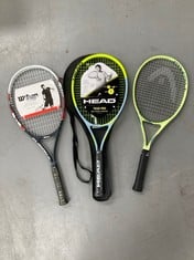 3 X DIFFERENT MODELS OF TENNIS RACKETS INCLUDING HEAD.