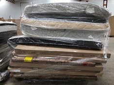 PALLET OF FURNITURE OF VARIOUS MODELS AND SIZES MAY BE BROKEN AND INCOMPLETE INCLUDING MATTRESSES.