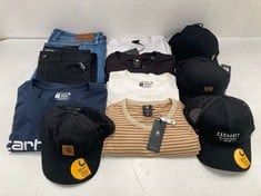 11 X GARMENTS OF VARIOUS BRANDS, SIZES AND MODELS INCLUDING CARHARTT CAP - LOCATION 25A.