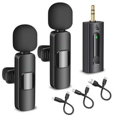 21 X BZXZB WIRELESS MICROPHONE FOR IPHONE, ANDROID PHONE, CAMERA, LAPTOP, MACBOOK, PROFESSIONAL DUAL LAVALIER MICROPHONE WITH 3 CABLES FOR VIDEO RECORDING, VLOG, TIKTOK, YOUTUBE - LOCATION 50B.