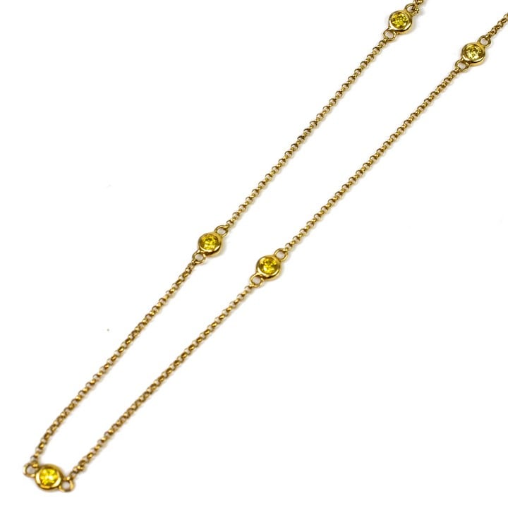 18K Yellow 0.45ct Yellow Diamonds By The Yard Chain, 45cm, 3.5g.  Auction Guide: £200-£300 (VAT Only Payable on Buyers Premium)