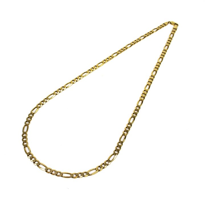 9ct Yellow Gold Figaro Chain, 63cm, 28.4g.  Auction Guide: £500-£700 (VAT Only Payable on Buyers Premium)