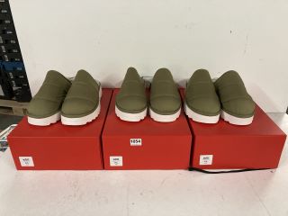 3 X PAIR OF MAEVE MAKING MERRY DESIGNER PUFFY PLATFORMS IN MOSS - SIZE XL 12
