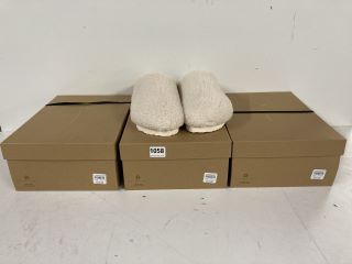 3 X PAIR OF DESIGNER SHERPA WOMEN'S SLIPPERS IN CREME - SIZE UK 8