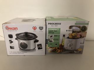 2 X ASSORTED ITEMS TO INCLUDE SWAN 1.5L SLOW COOKER
