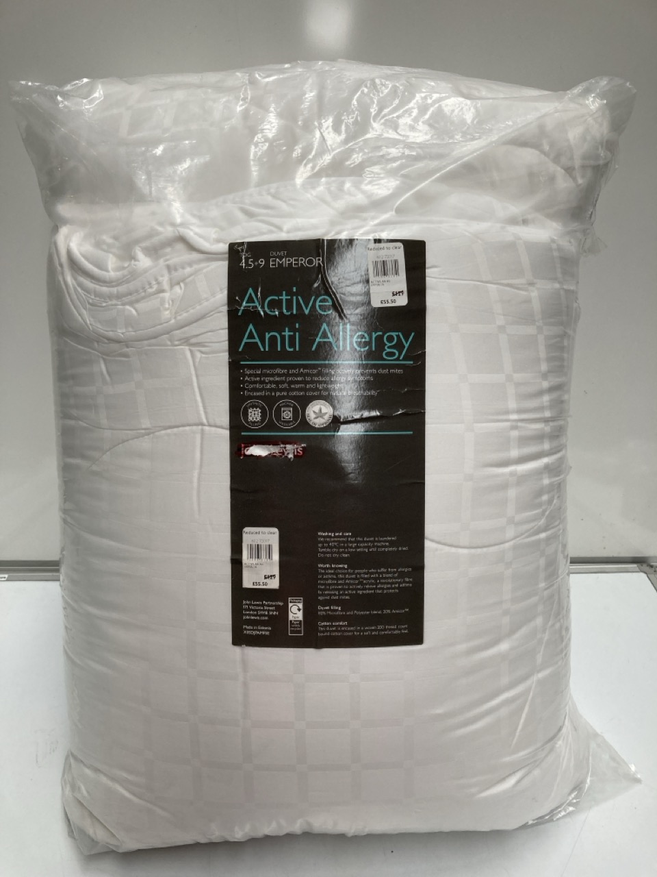John Pye Auctions 1 X JOHN LEWIS EMPEROR ACTIVE ANTI ALLERGY DUVET