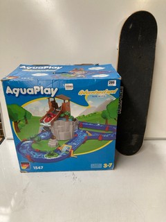 1 X AQUA PLAY ADVENTURE LAND, 1547 TOGETHER WITH A RAMPAGE SKATEBOARD