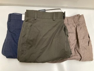 BOX OF ASSORTED MENS CLOTHING ITEMS TO INCLUDE JOHN LEWIS NAVY MENS TROUSERS IN SIZE 38 L