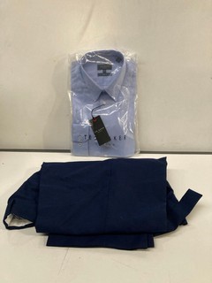 3 X MENS CLOTHING ITEMS TO INCLUDE TED BAKER BLUE COLLAR SHIRT IN SIZE 15.5