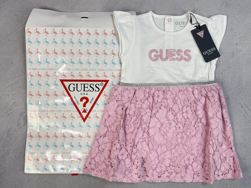 Guess Baby Girls Bodysuit Dress In White 12 M