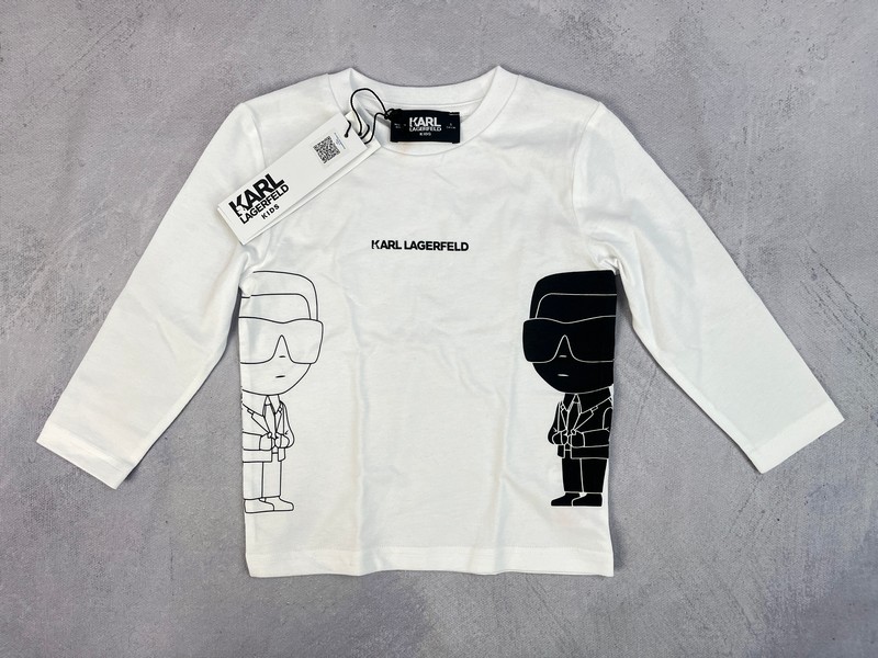 Karl Lagerfeld Boys Long Sleeve Karl Ikonik T-Shirt In White 3 Y