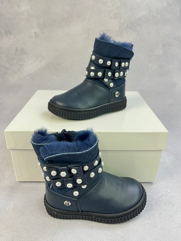 Missouri Girls Leather & Suede Pearl Strap Boots 20