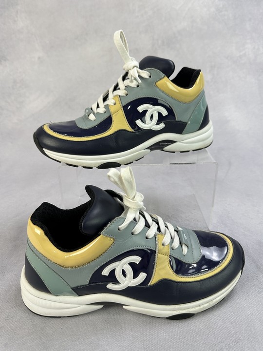 Chanel CC Patent & Leather Sneakers - Size 37  (VAT ONLY PAYABLE ON BUYERS PREMIUM)