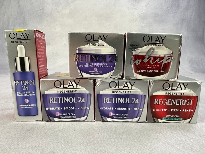 OLAY 6x Various Health & Beauty Products, Including Regenerist Retinol 24 Night Serum (VAT ONLY PAYABLE ON BUYERS PREMIUM) (MPSZ10699232)