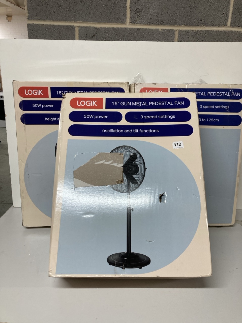 John Pye Auctions 3 X LOGIK 16" GUN METAL PEDESTAL FANS