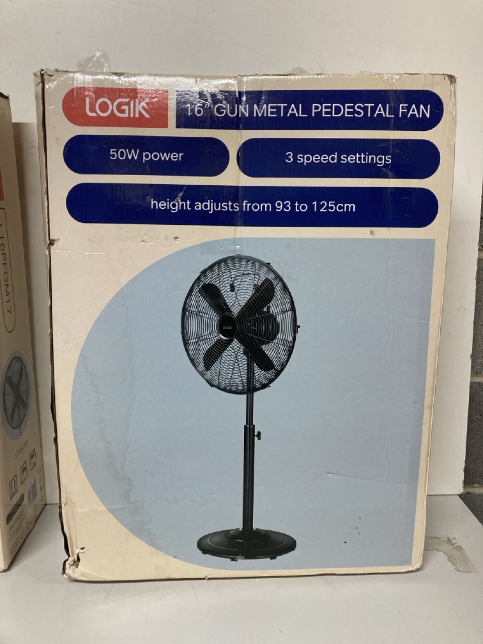 John Pye Auctions 3 X LOGIK 16" GUN METAL PEDESTAL FANS