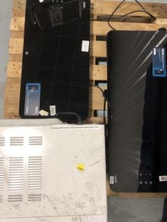 PALLET OF ITEMS TO INLCUDE SMART GLASS PANEL HEATER AND WHITE MICROWAVE RRP-£250