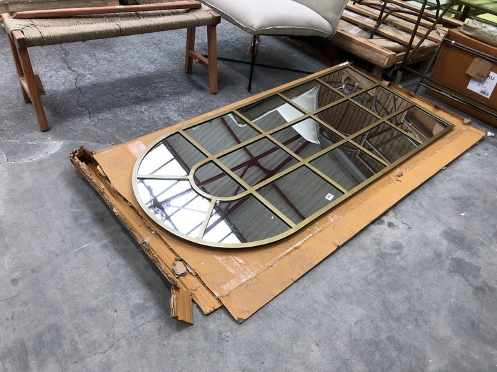 John Pye Auctions NKUKU IMOMA IRON FULL LENGTH ARCH MIRROR IN BRASS