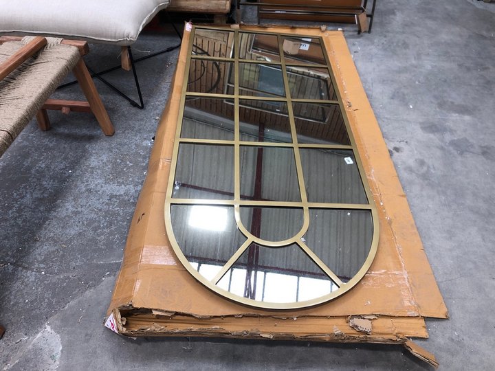 John Pye Auctions NKUKU IMOMA IRON FULL LENGTH ARCH MIRROR IN BRASS