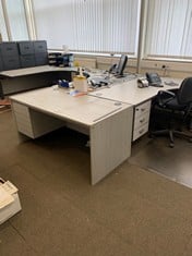 6 X GREY COMPUTER TABLES EXCLUDING CONTENTS