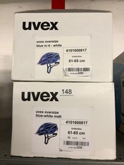 2 X UVEX OVERSIZE - SECURE ALL-ROUND BIKE HELMET FOR MEN & WOMEN - INDIVIDUAL FIT - OPTIMIZED VENTILATION - BLUE-WHITE MATT - 61-65 CM: LOCATION - A RACK