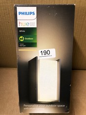 PHILIPS HUE TURACO WHITE LED SMART OUTDOOR WALL LIGHT, WORKS WITH ALEXA, GOOGLE ASSISTANT AND APPLE HOMEKIT.:: LOCATION - BACK RACK