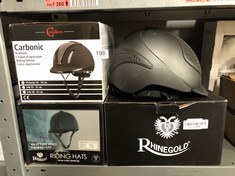 QTY OF ITEMS TO INCLUDE COVALLIERO CARBONIC VG1 RIDING HELMET ANTHRACITE 53-57 CM:: LOCATION - BACK RACK